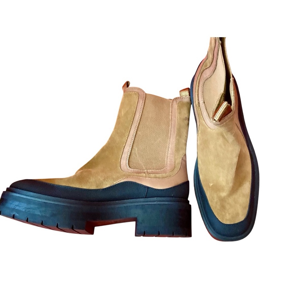 Sam Edelman Tan and Black Combat Boots